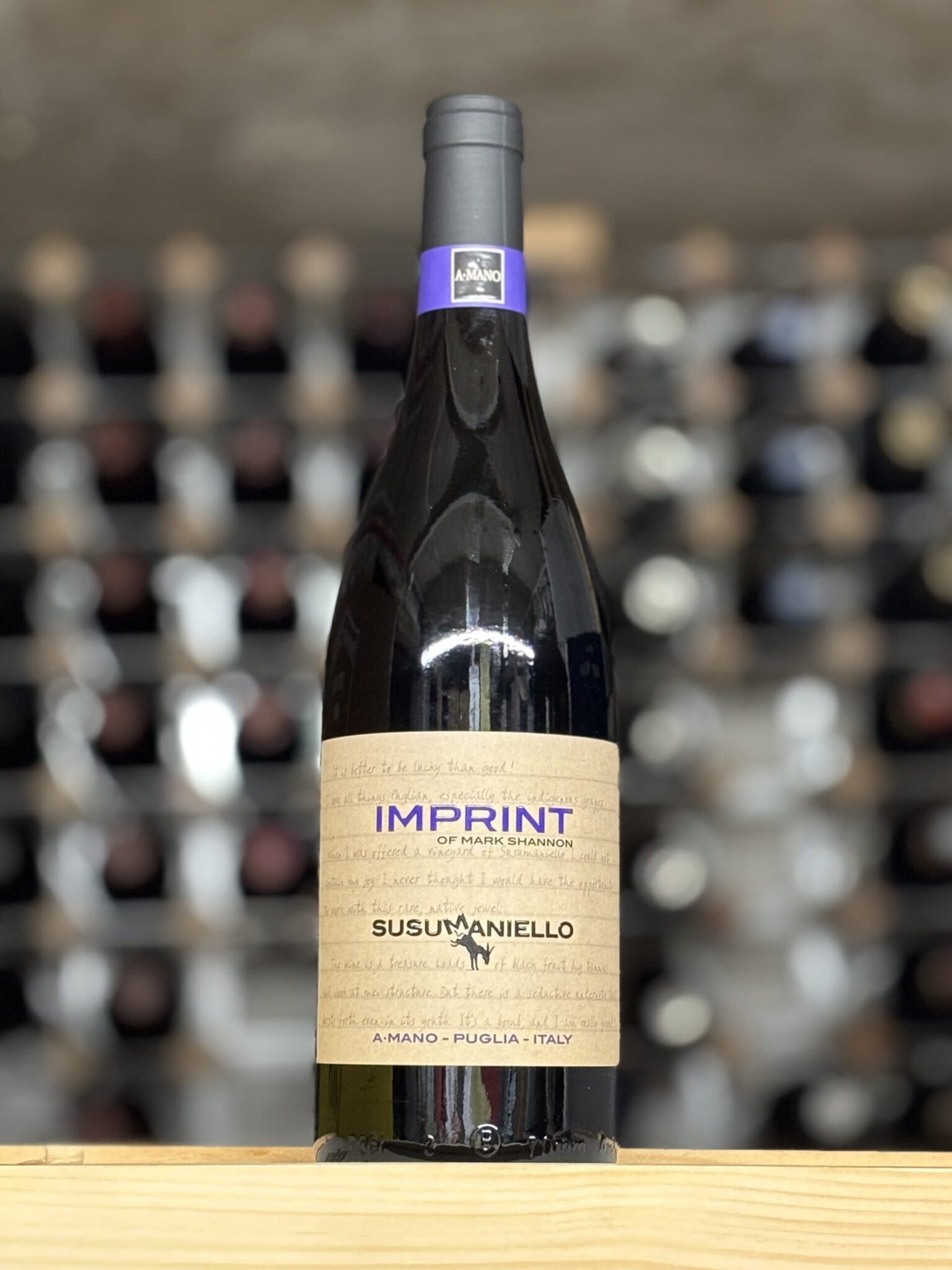 Bottle of A Mano 'Imprint' Susumaniello 2023, Puglia, Bowland Forest Vintners